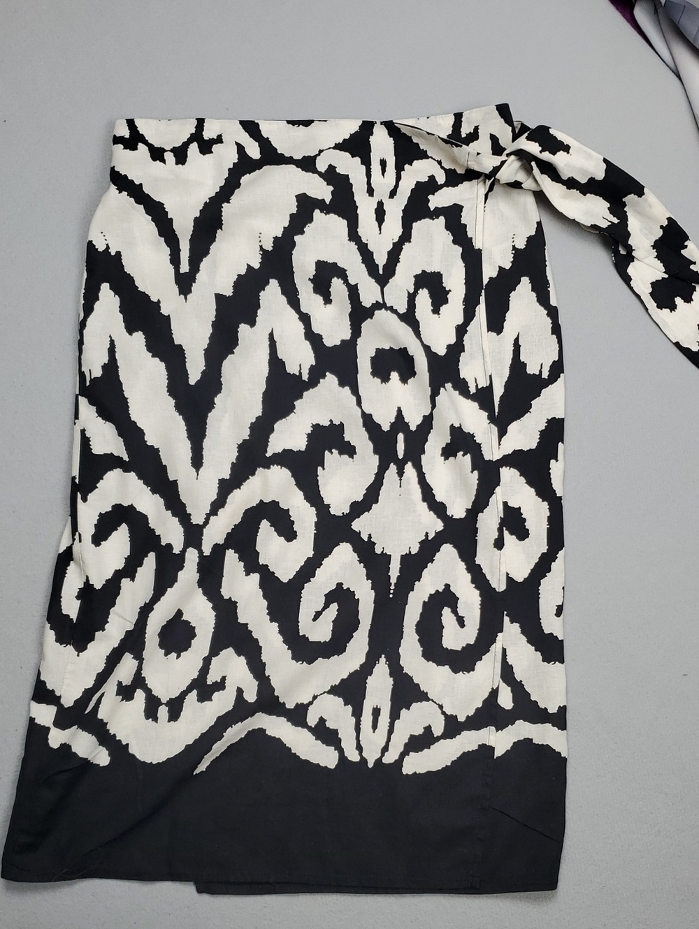 Rachel Zoe Black and White Linen Blend Ikat Wrap Skirt/Dress